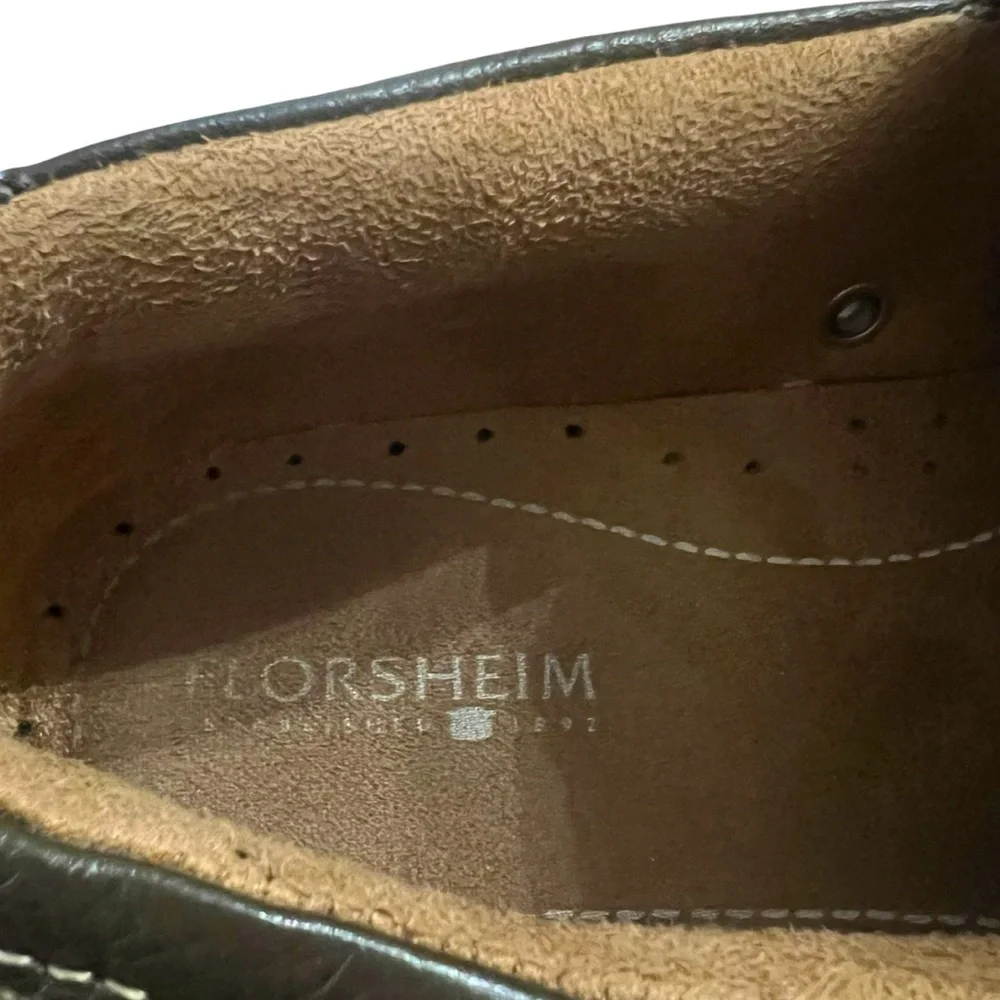 Florsheim Lakeside Moc Toe Slip-on Brown Leather Penny Boat Loafer Shoe Size 7.5